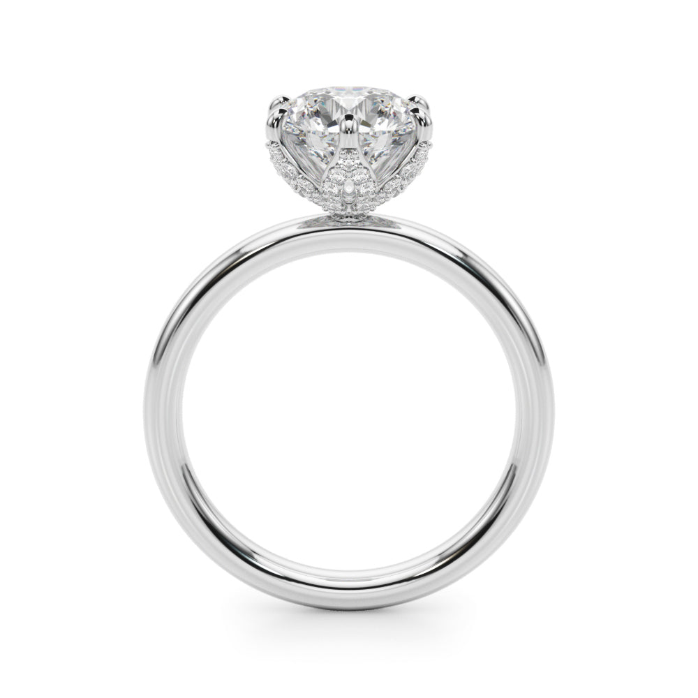 Couture Sidestone Round Diamond Engagement Ring — 9K/18K Gold & Platinum