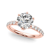 Graceful Sidestone Round Diamond Engagement Ring — 9K/18K Gold & Platinum