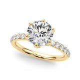 Graceful Sidestone Round Diamond Engagement Ring — 9K/18K Gold & Platinum