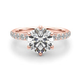 Graceful Sidestone Round Diamond Engagement Ring — 9K/18K Gold & Platinum