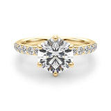 Graceful Sidestone Round Diamond Engagement Ring — 9K/18K Gold & Platinum