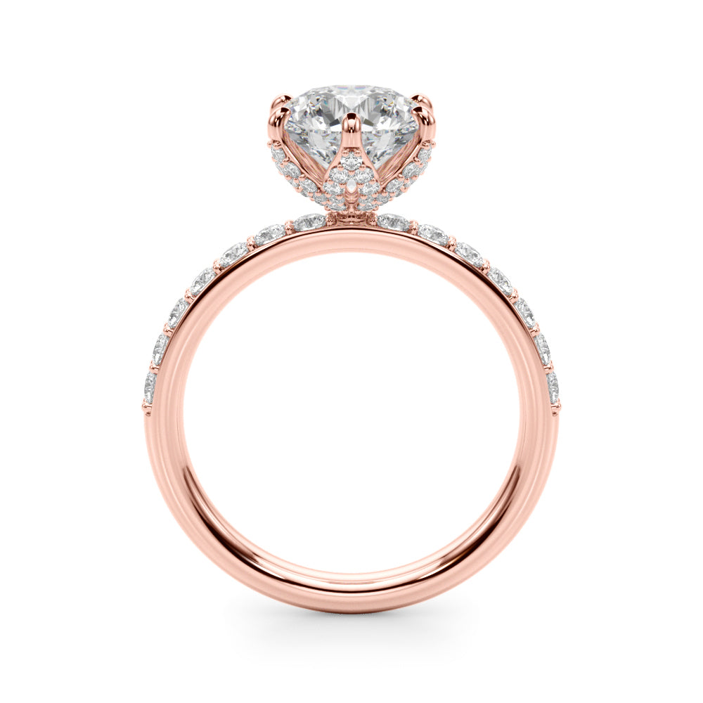 Graceful Sidestone Round Diamond Engagement Ring — 9K/18K Gold & Platinum