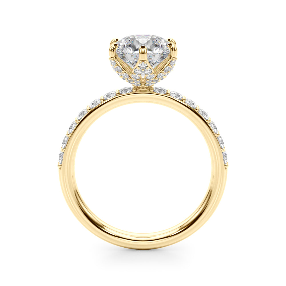 Graceful Sidestone Round Diamond Engagement Ring — 9K/18K Gold & Platinum