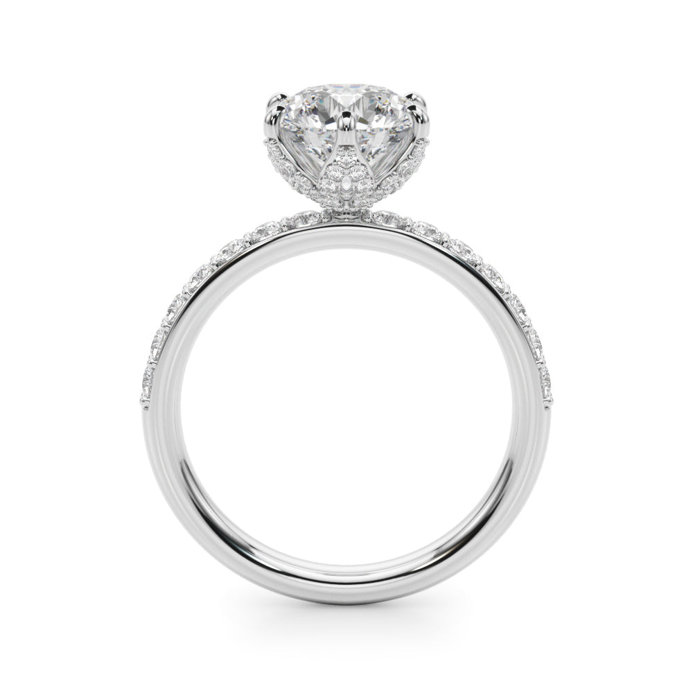 Graceful Sidestone Round Diamond Engagement Ring — 9K/18K Gold & Platinum
