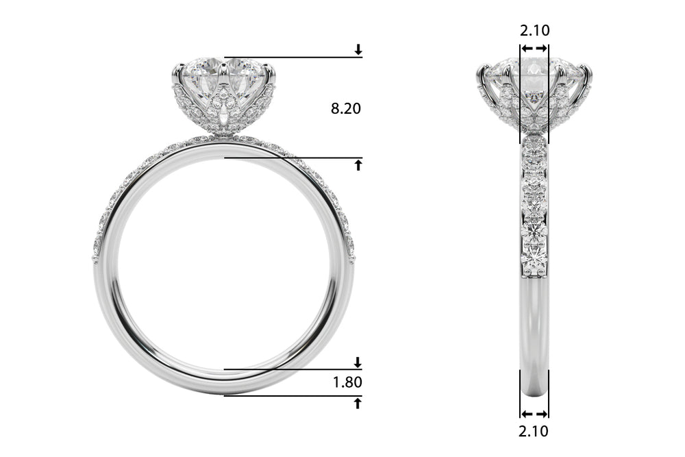 Graceful Sidestone Round Diamond Engagement Ring — 9K/18K Gold & Platinum
