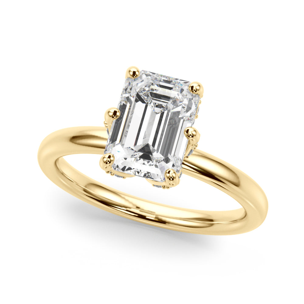 Dazzling Sidestone Emerald Diamond Engagement Ring — 9K/18K Gold & Platinum