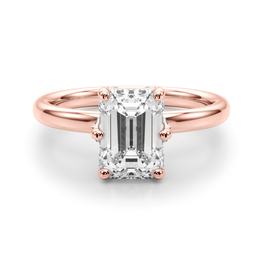 Dazzling Sidestone Emerald Diamond Engagement Ring — 9K/18K Gold & Platinum