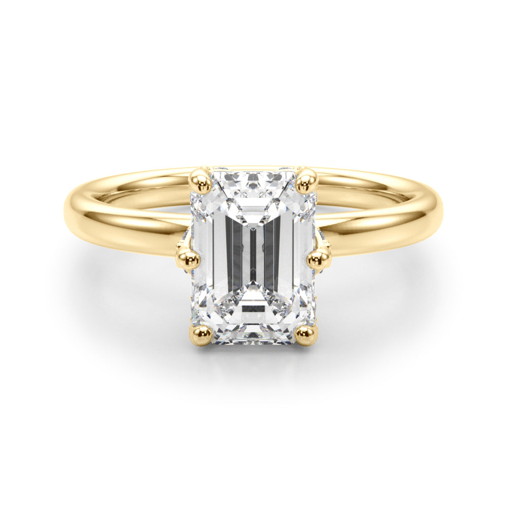 Dazzling Sidestone Emerald Diamond Engagement Ring — 9K/18K Gold & Platinum