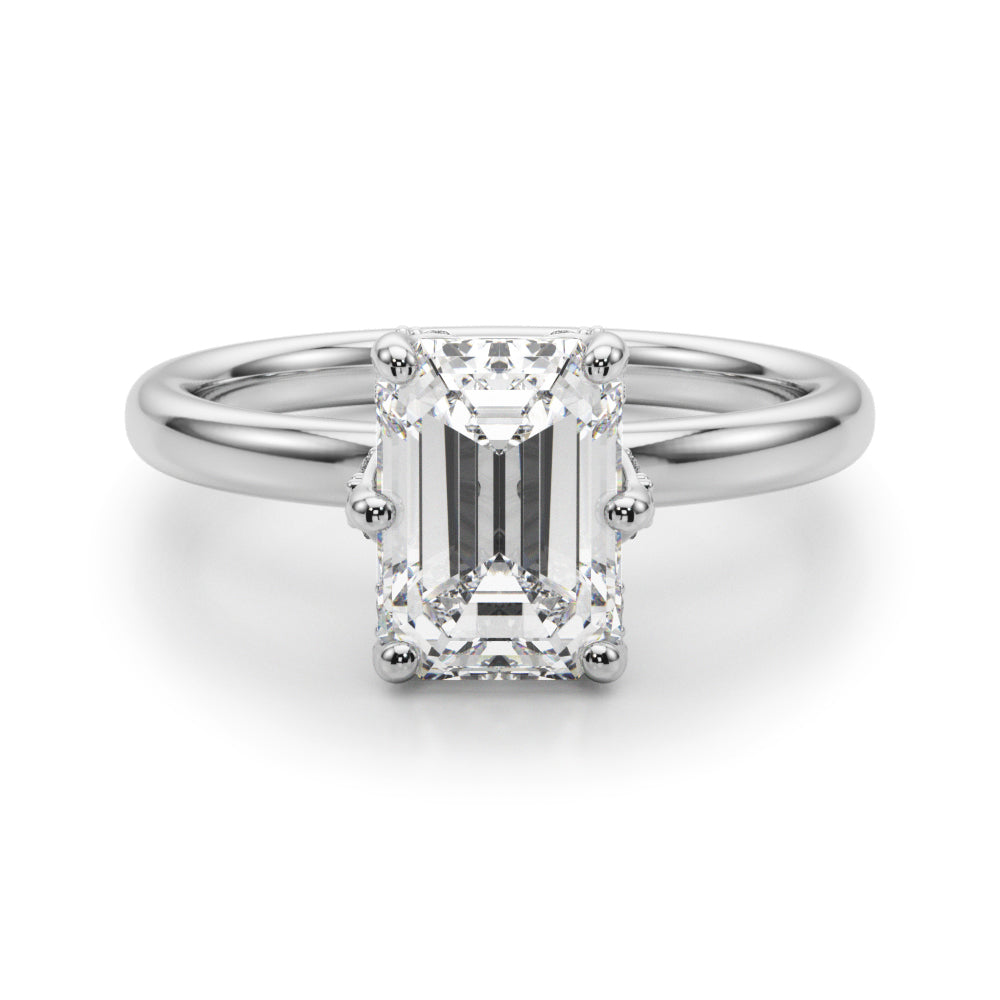 Dazzling Sidestone Emerald Diamond Engagement Ring — 9K/18K Gold & Platinum
