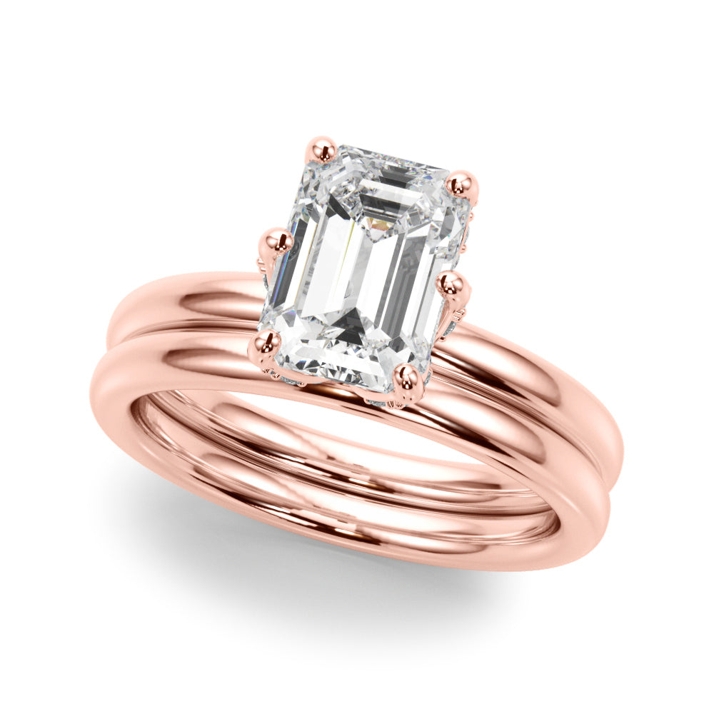 Dazzling Sidestone Emerald Diamond Engagement Ring — 9K/18K Gold & Platinum
