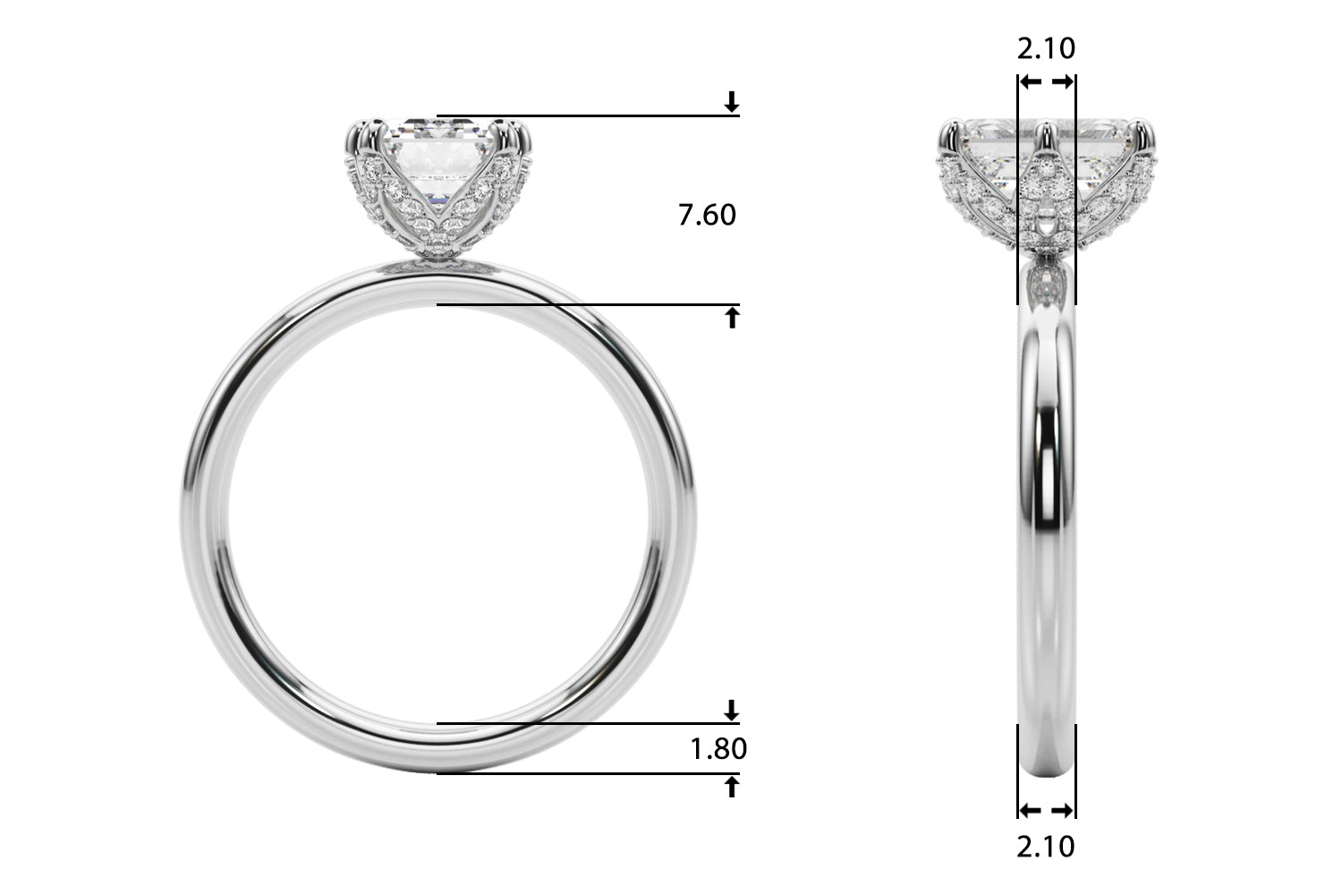 Dazzling Sidestone Emerald Diamond Engagement Ring — 9K/18K Gold & Platinum