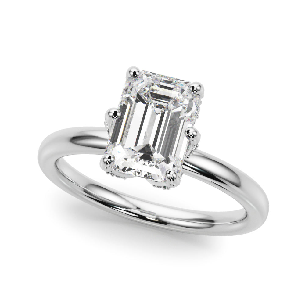Dazzling Sidestone Emerald Diamond Engagement Ring — 9K/18K Gold & Platinum
