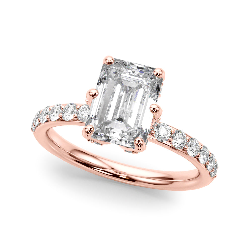 Splendid Sidestone Emerald Diamond Engagement Ring — 9K/18K Gold & Platinum