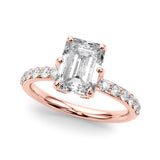 Splendid Sidestone Emerald Diamond Engagement Ring — 9K/18K Gold & Platinum
