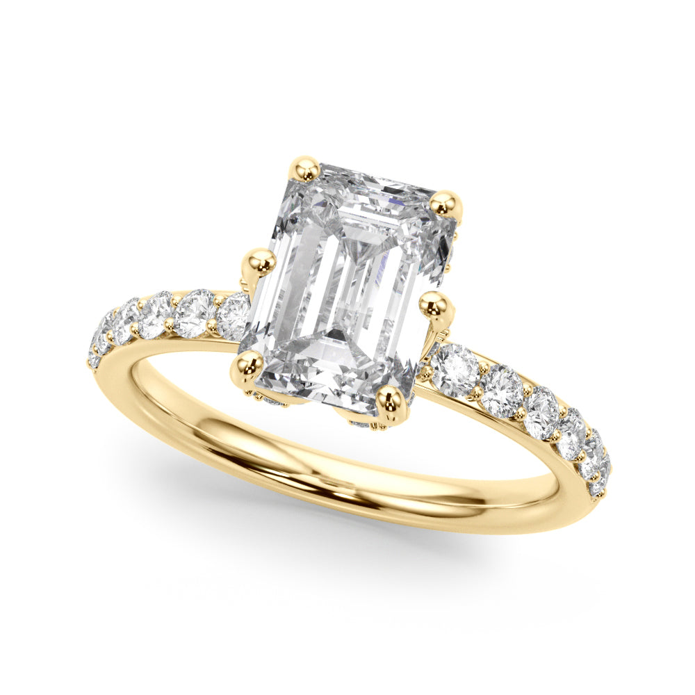 Splendid Sidestone Emerald Diamond Engagement Ring — 9K/18K Gold & Platinum