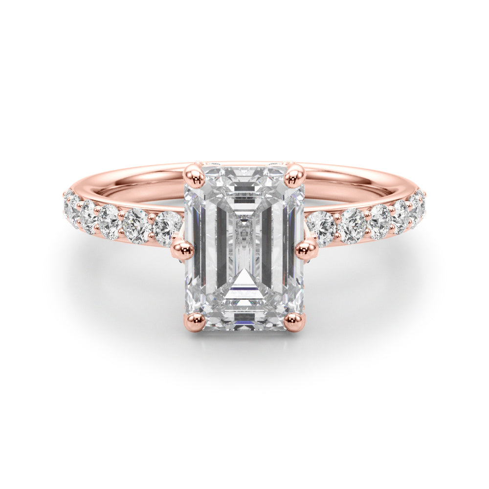 Splendid Sidestone Emerald Diamond Engagement Ring — 9K/18K Gold & Platinum