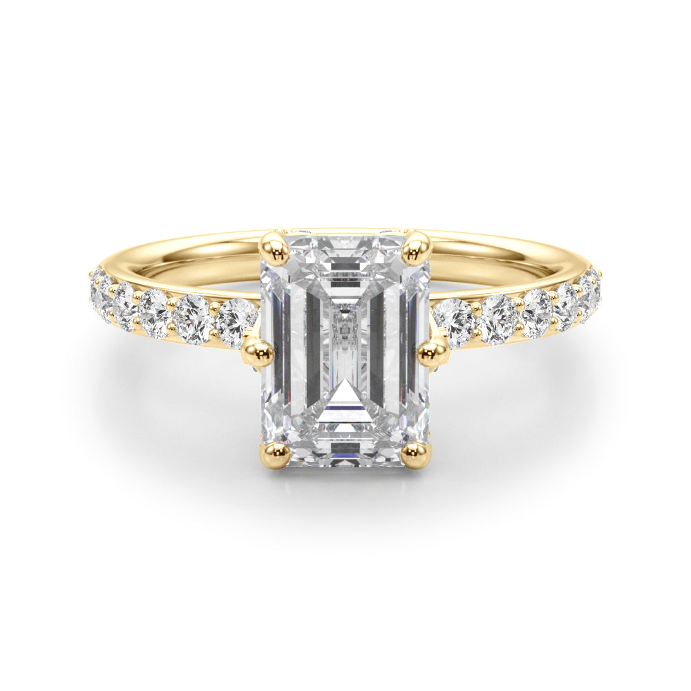 Splendid Sidestone Emerald Diamond Engagement Ring — 9K/18K Gold & Platinum