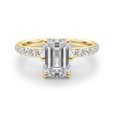 Splendid Sidestone Emerald Diamond Engagement Ring — 9K/18K Gold & Platinum