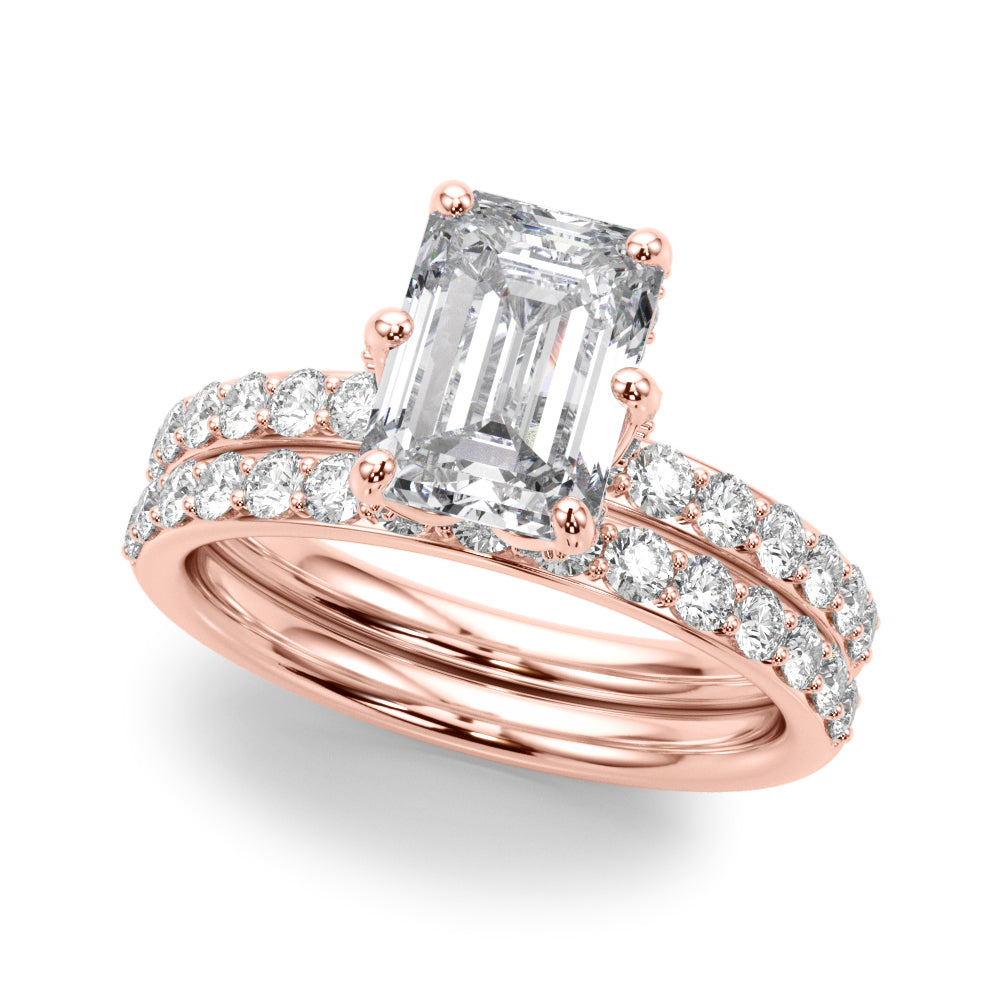Splendid Sidestone Emerald Diamond Engagement Ring — 9K/18K Gold & Platinum