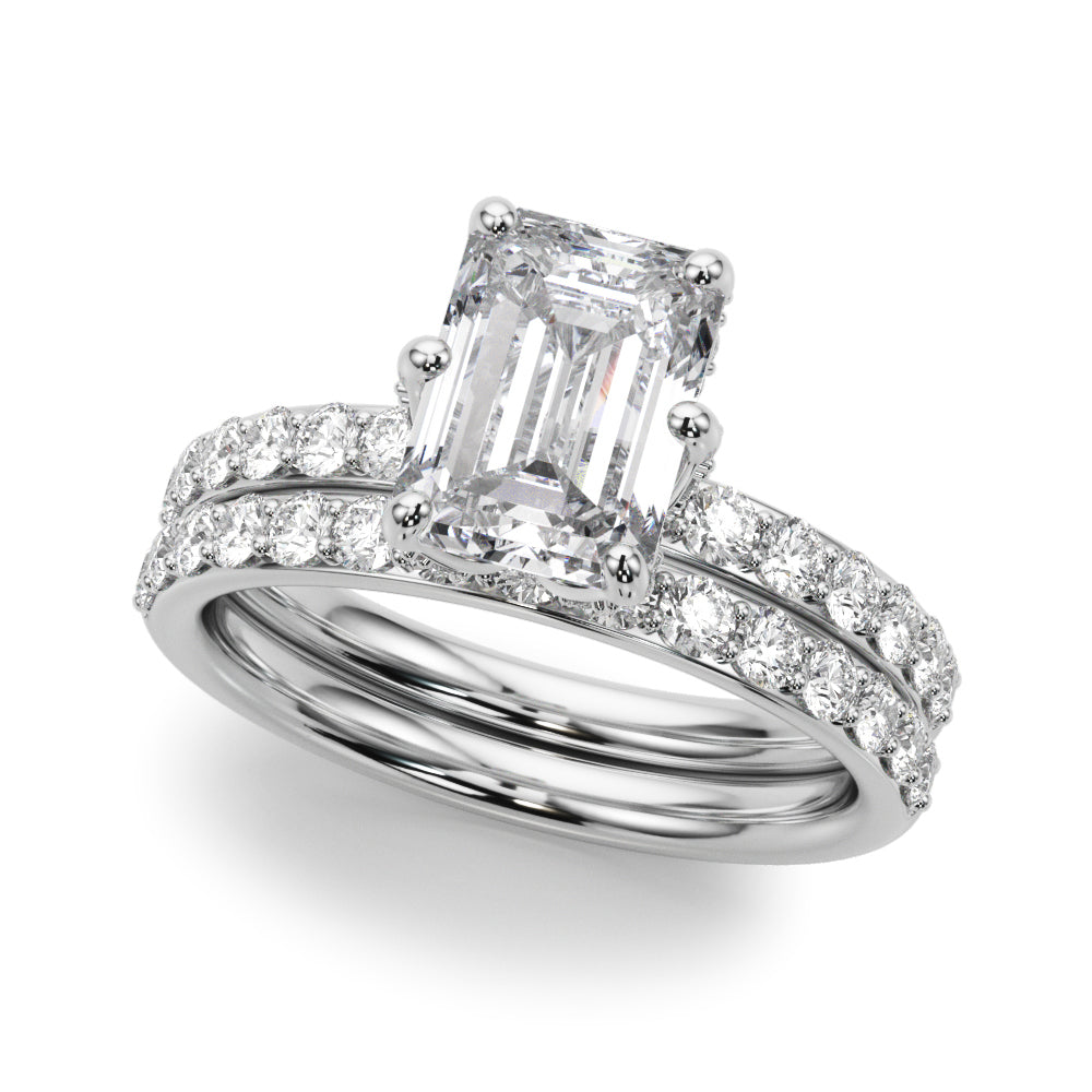 Splendid Sidestone Emerald Diamond Engagement Ring — 9K/18K Gold & Platinum