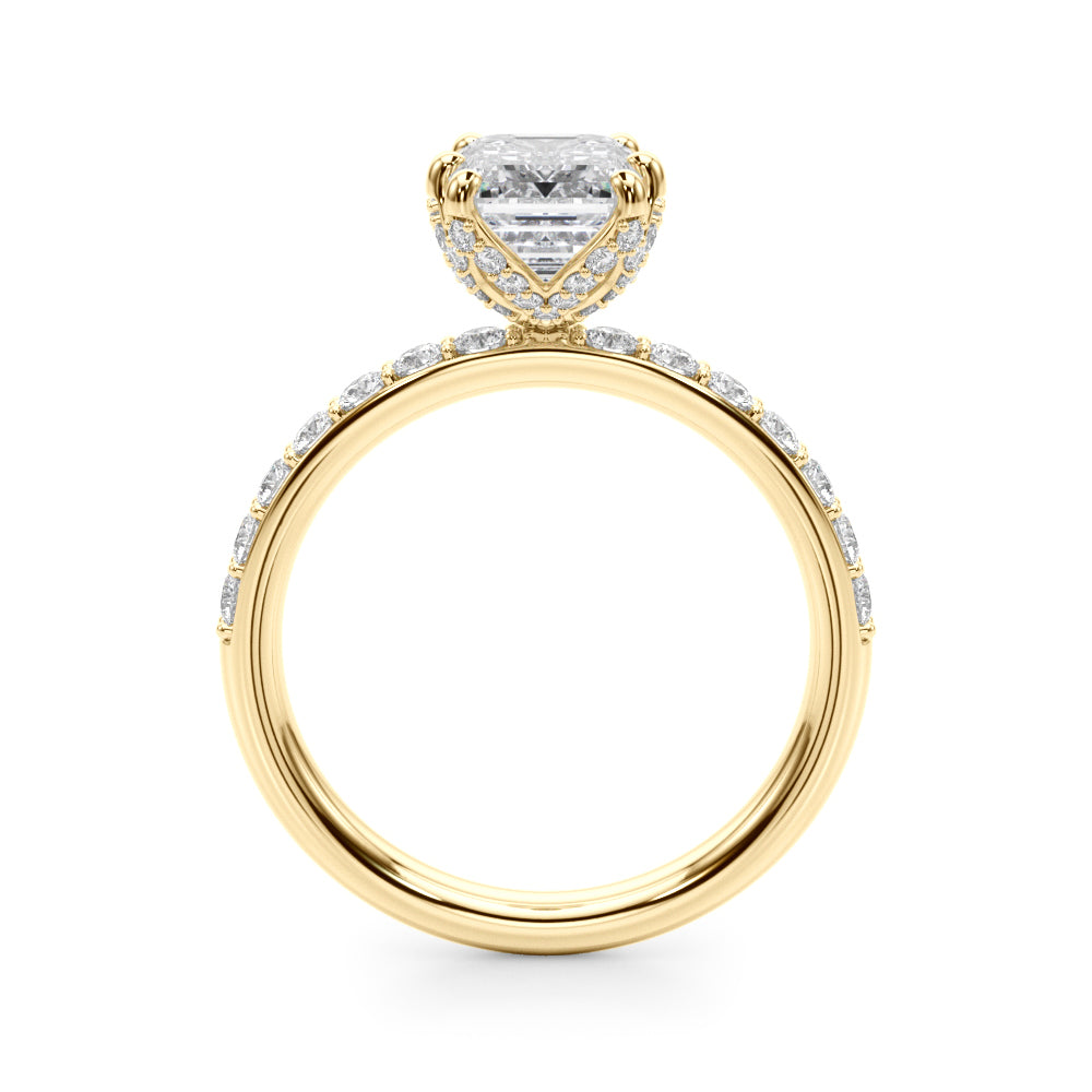 Splendid Sidestone Emerald Diamond Engagement Ring — 9K/18K Gold & Platinum
