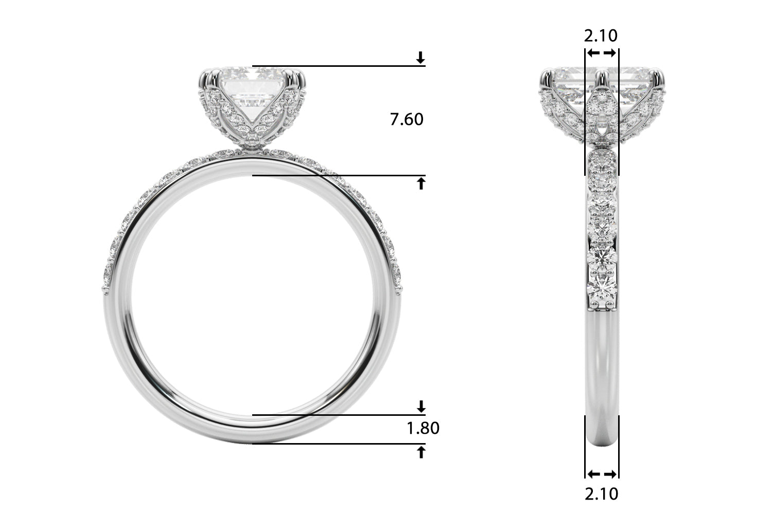 Splendid Sidestone Emerald Diamond Engagement Ring — 9K/18K Gold & Platinum