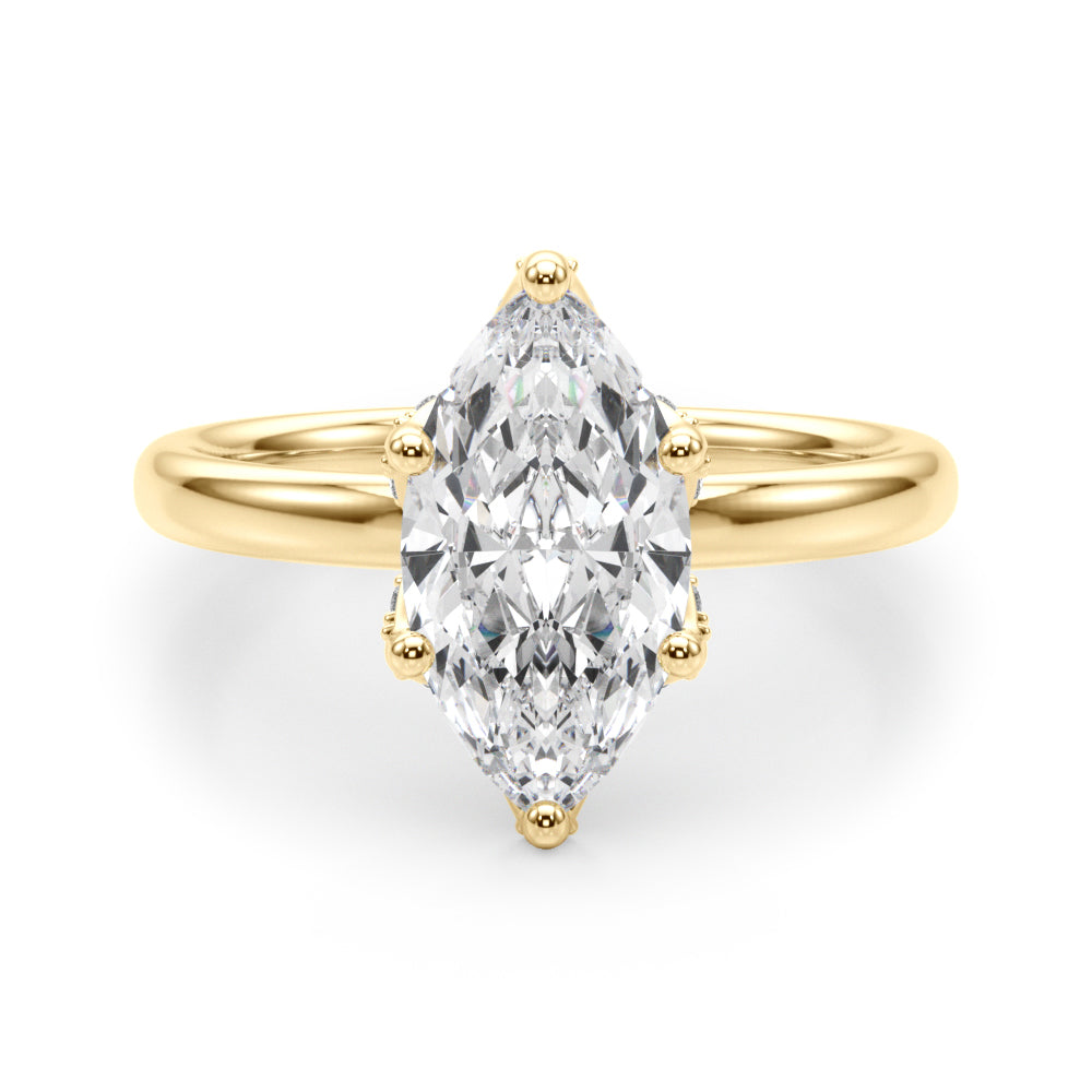 Enchanted Sidestone Marquise Diamond Engagement Ring — 9K/18K Gold & Platinum