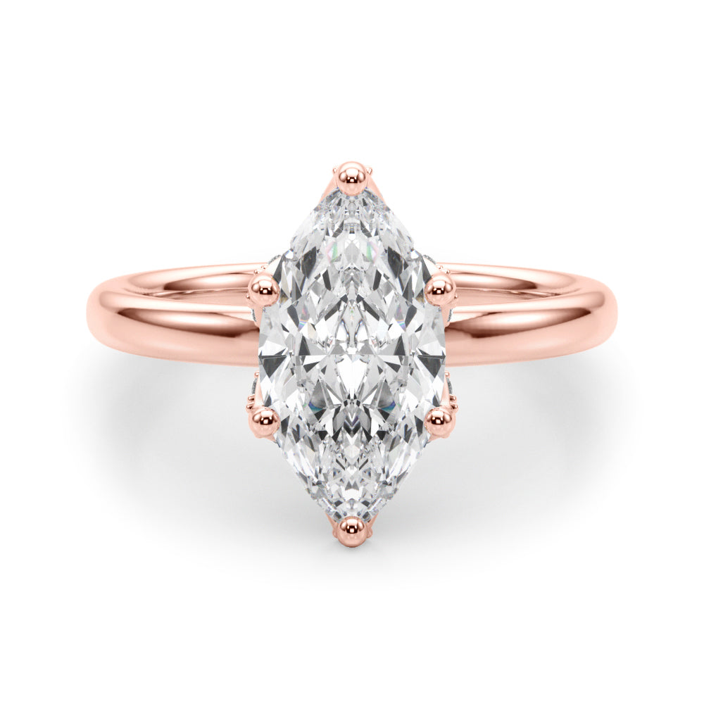 Enchanted Sidestone Marquise Diamond Engagement Ring — 9K/18K Gold & Platinum