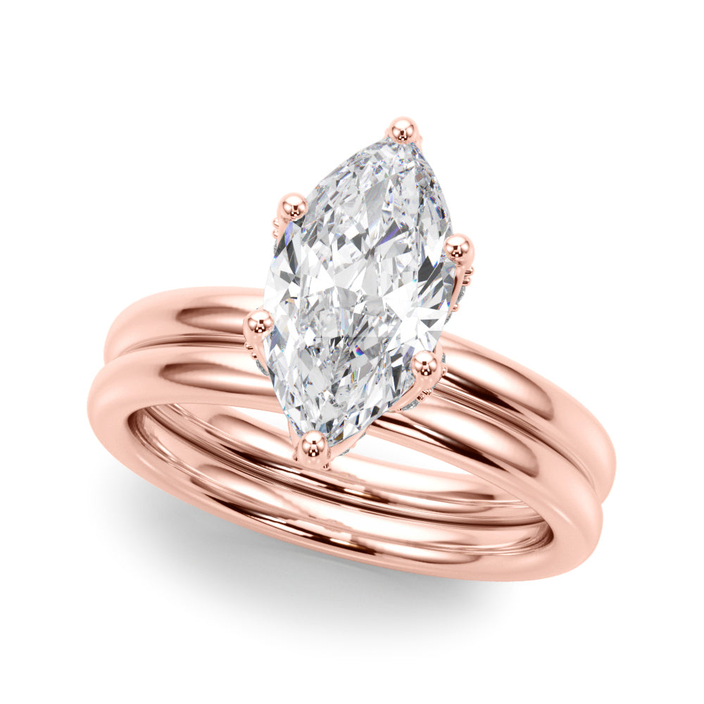 Enchanted Sidestone Marquise Diamond Engagement Ring — 9K/18K Gold & Platinum