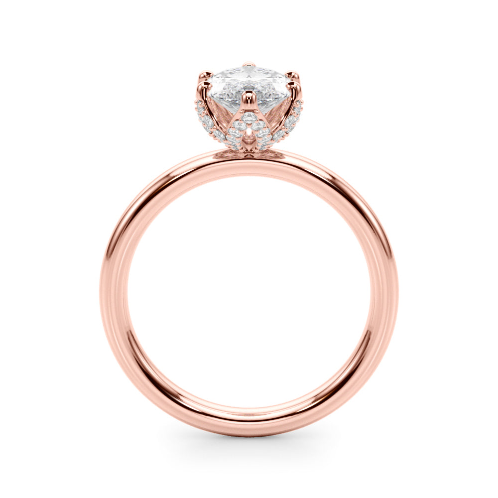 Enchanted Sidestone Marquise Diamond Engagement Ring — 9K/18K Gold & Platinum