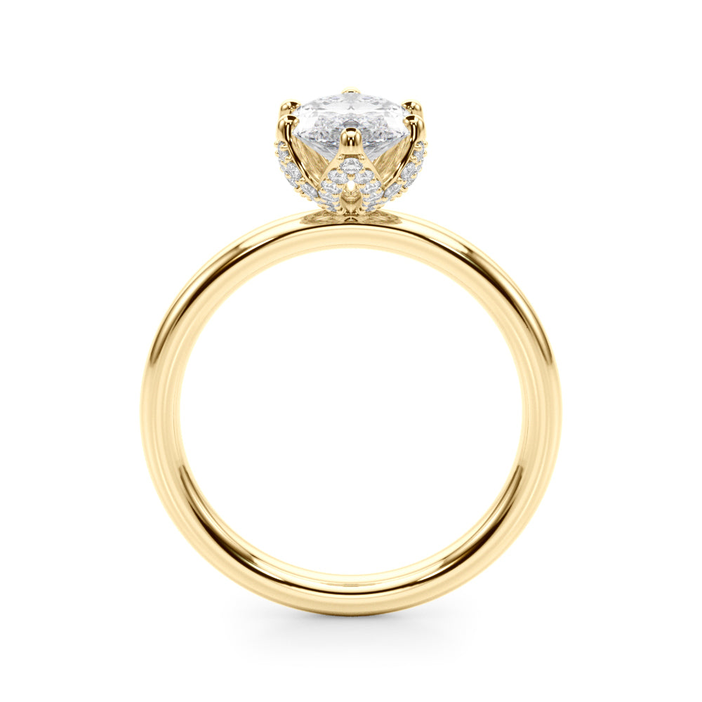 Enchanted Sidestone Marquise Diamond Engagement Ring — 9K/18K Gold & Platinum