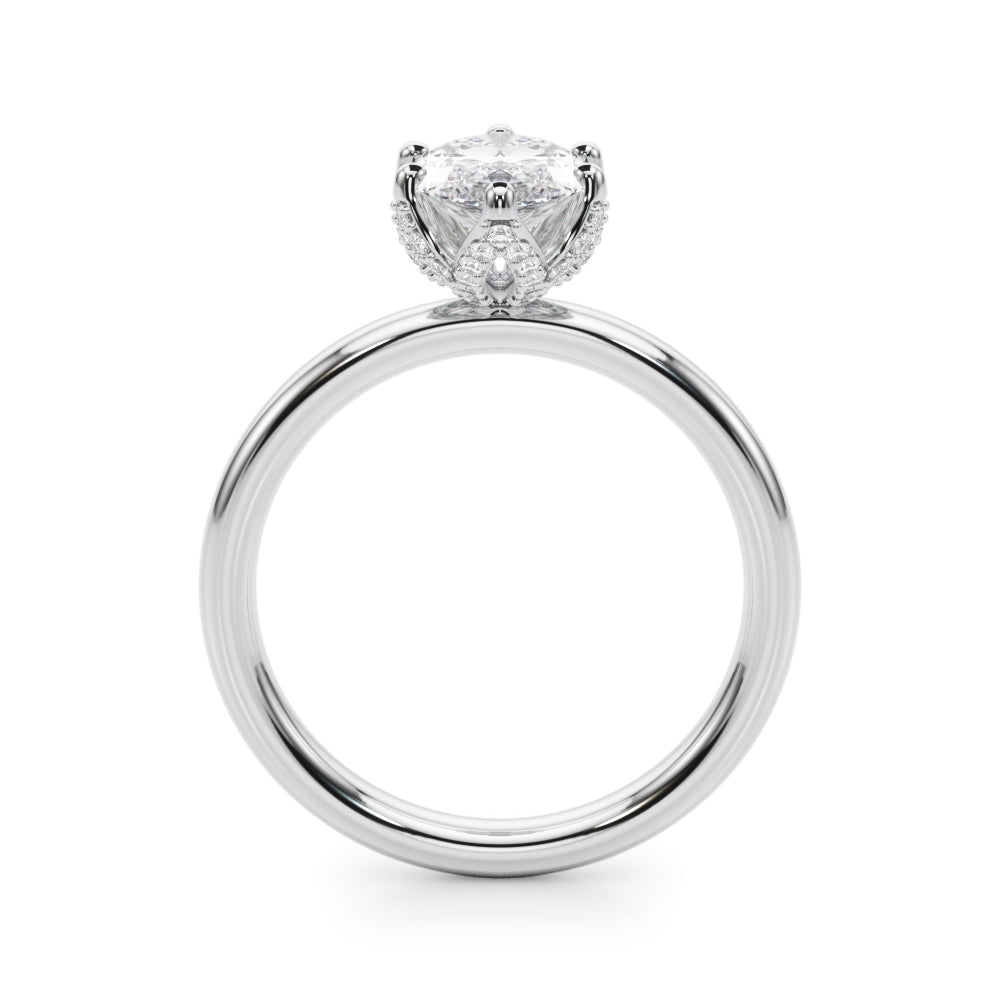 Enchanted Sidestone Marquise Diamond Engagement Ring — 9K/18K Gold & Platinum