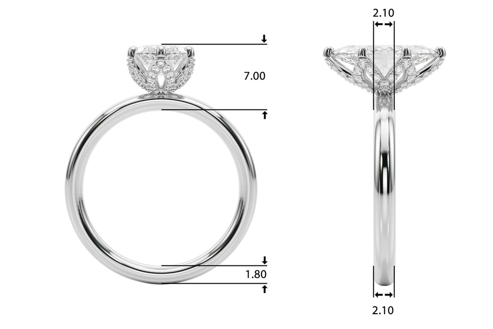 Enchanted Sidestone Marquise Diamond Engagement Ring — 9K/18K Gold & Platinum