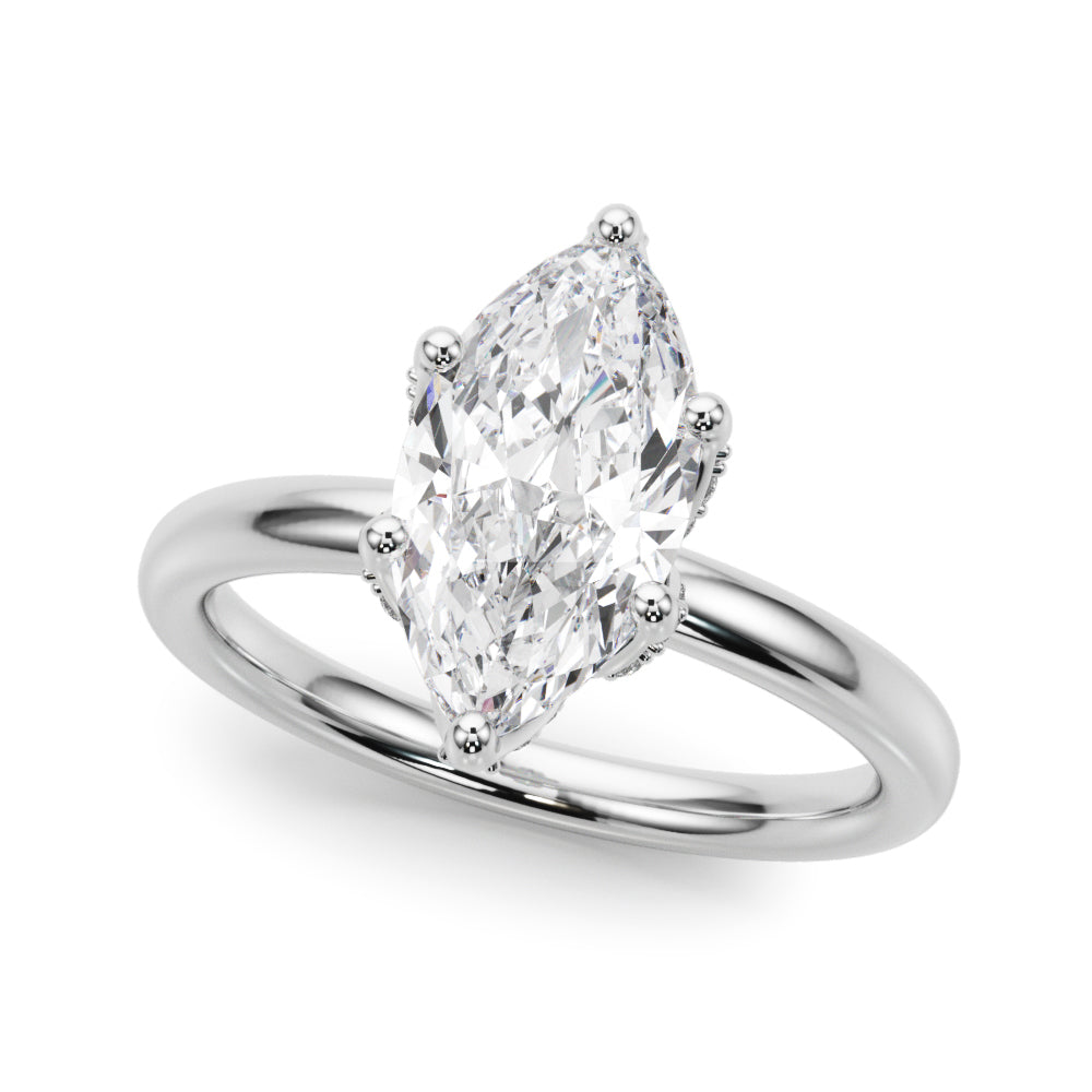 Enchanted Sidestone Marquise Diamond Engagement Ring — 9K/18K Gold & Platinum