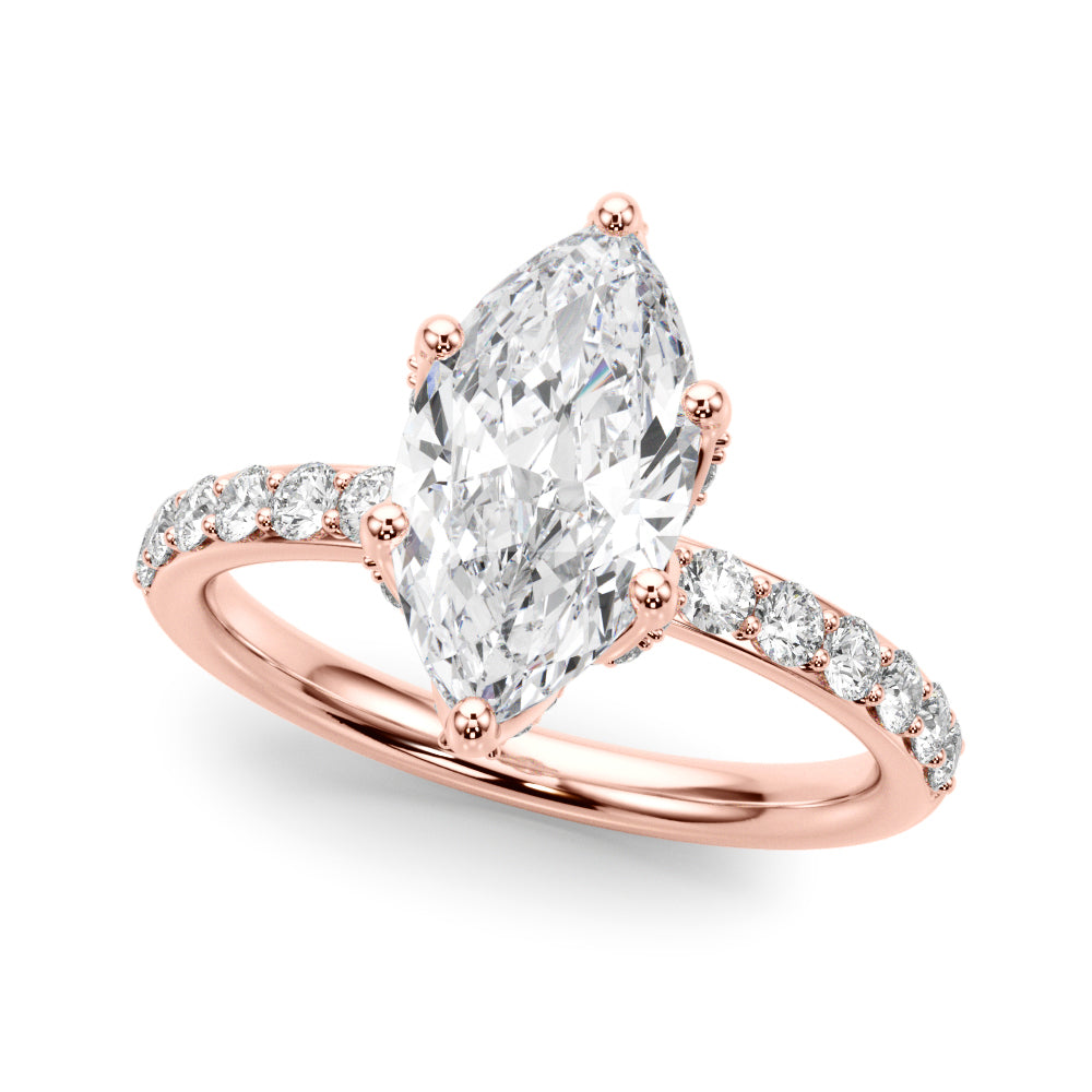 Pristine Sidestone Marquise Diamond Engagement Ring — 9K/18K Gold & Platinum
