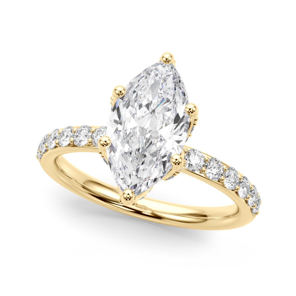 Pristine Sidestone Marquise Diamond Engagement Ring — 9K/18K Gold & Platinum