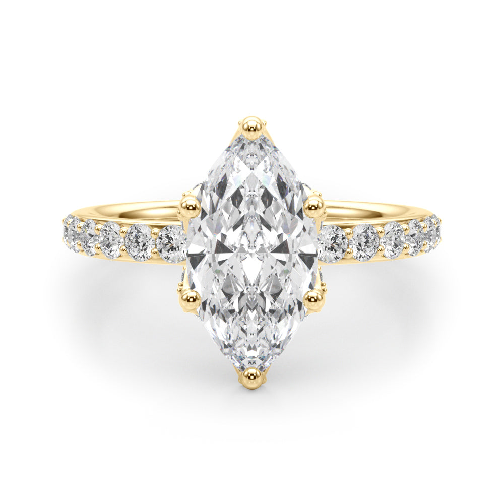 Pristine Sidestone Marquise Diamond Engagement Ring — 9K/18K Gold & Platinum