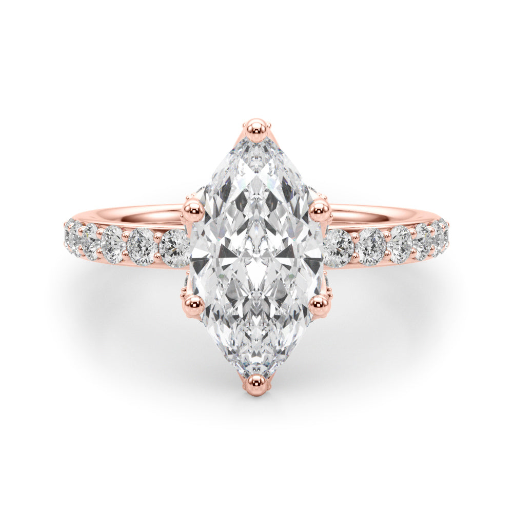 Pristine Sidestone Marquise Diamond Engagement Ring — 9K/18K Gold & Platinum