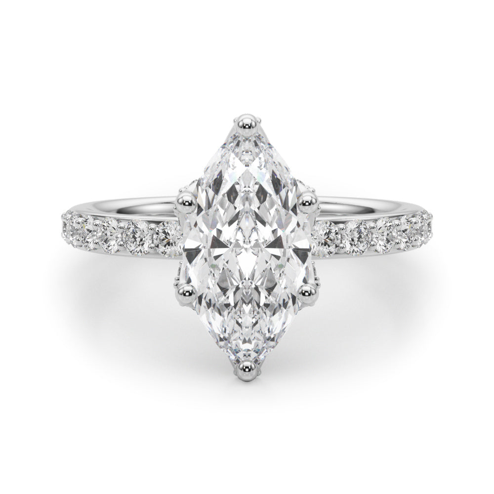 Pristine Sidestone Marquise Diamond Engagement Ring — 9K/18K Gold & Platinum