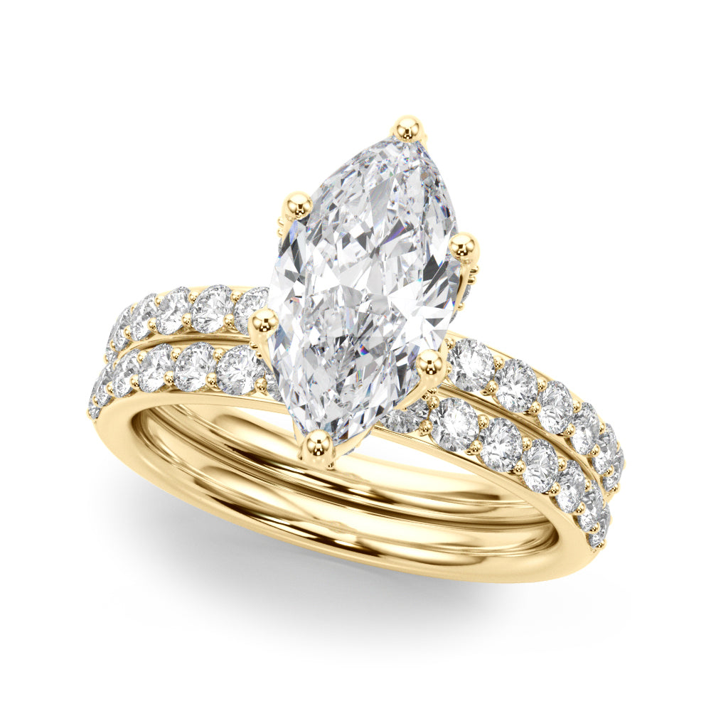 Pristine Sidestone Marquise Diamond Engagement Ring — 9K/18K Gold & Platinum