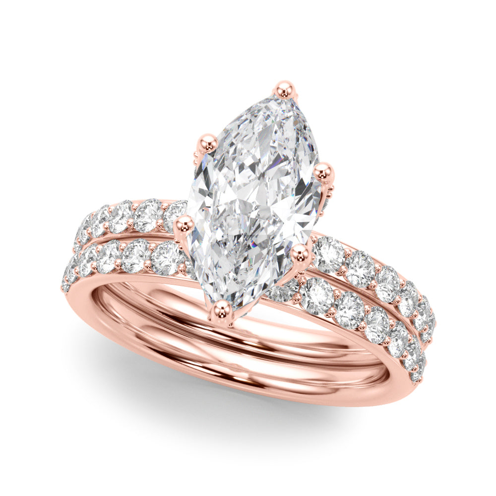 Pristine Sidestone Marquise Diamond Engagement Ring — 9K/18K Gold & Platinum