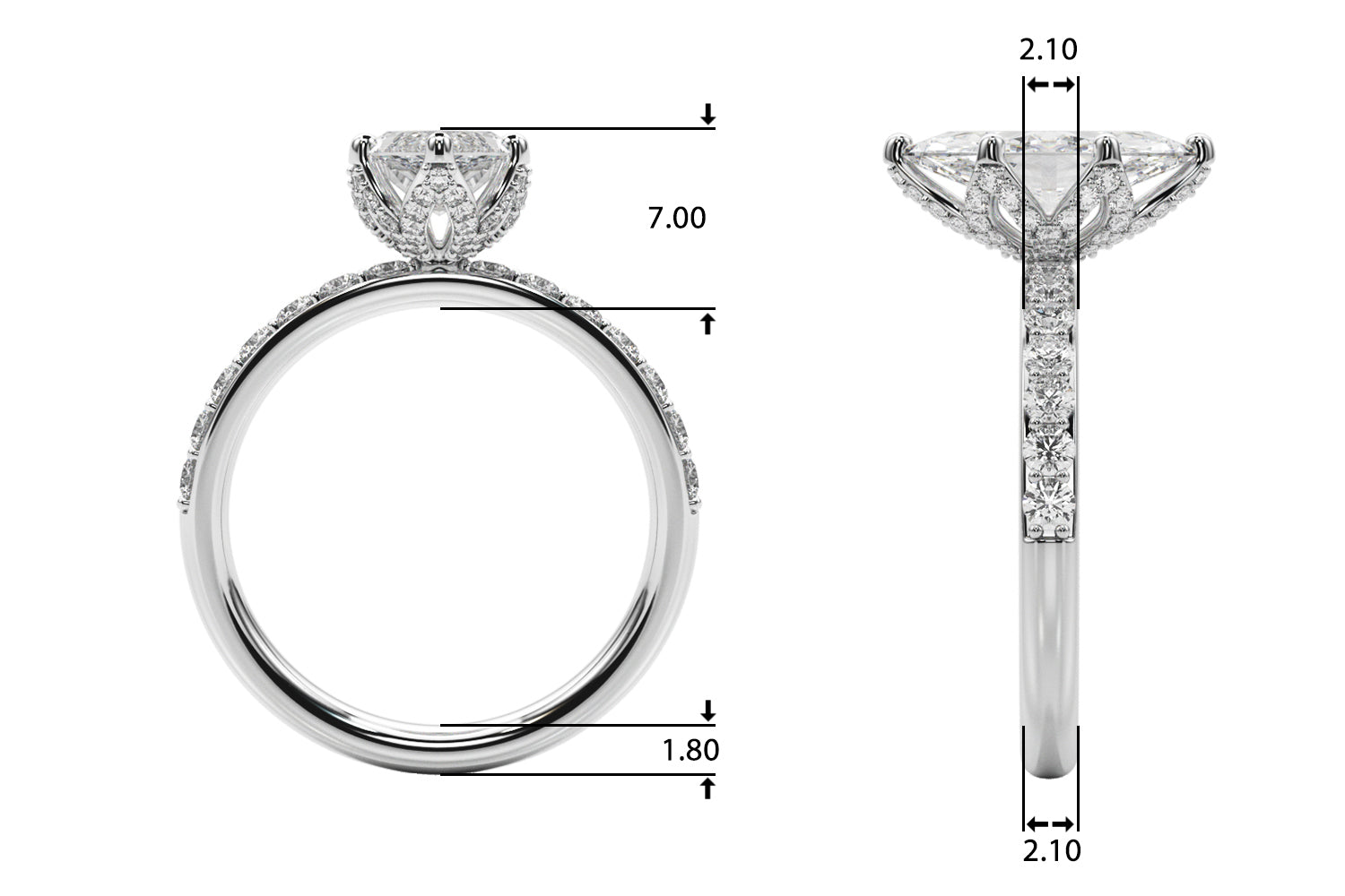 Pristine Sidestone Marquise Diamond Engagement Ring — 9K/18K Gold & Platinum