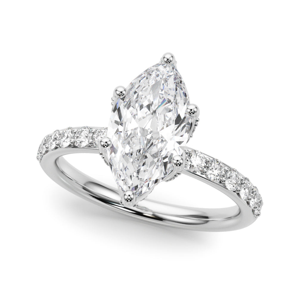 Pristine Sidestone Marquise Diamond Engagement Ring — 9K/18K Gold & Platinum