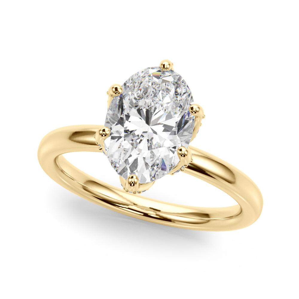 Devoted Sidestone Oval Diamond Engagement Ring — 9K/18K Gold & Platinum