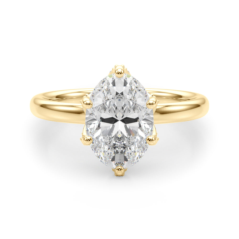 Devoted Sidestone Oval Diamond Engagement Ring — 9K/18K Gold & Platinum