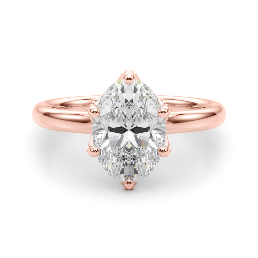 Devoted Sidestone Oval Diamond Engagement Ring — 9K/18K Gold & Platinum