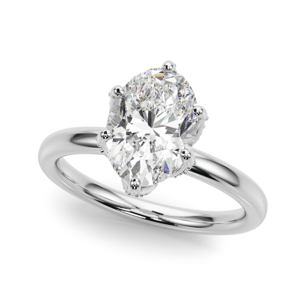 Devoted Sidestone Oval Diamond Engagement Ring — 9K/18K Gold & Platinum