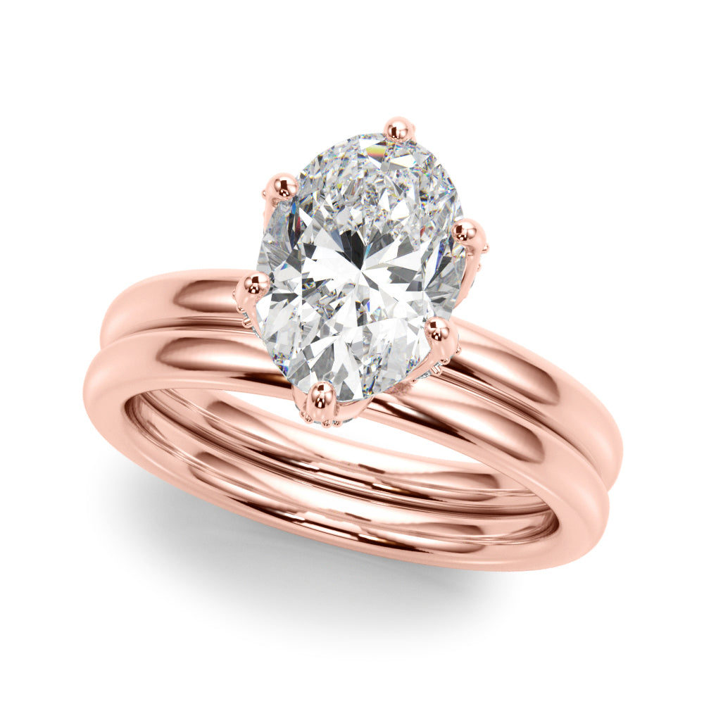 Devoted Sidestone Oval Diamond Engagement Ring — 9K/18K Gold & Platinum
