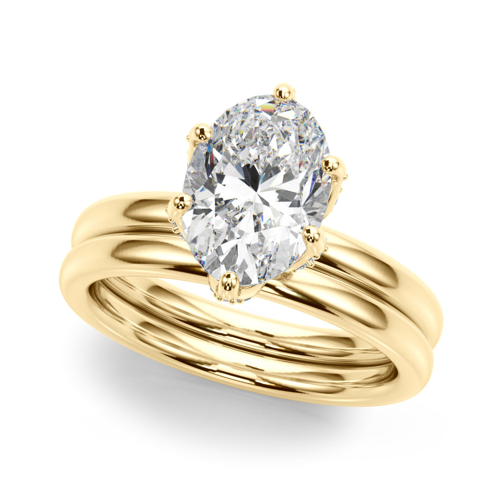 Devoted Sidestone Oval Diamond Engagement Ring — 9K/18K Gold & Platinum