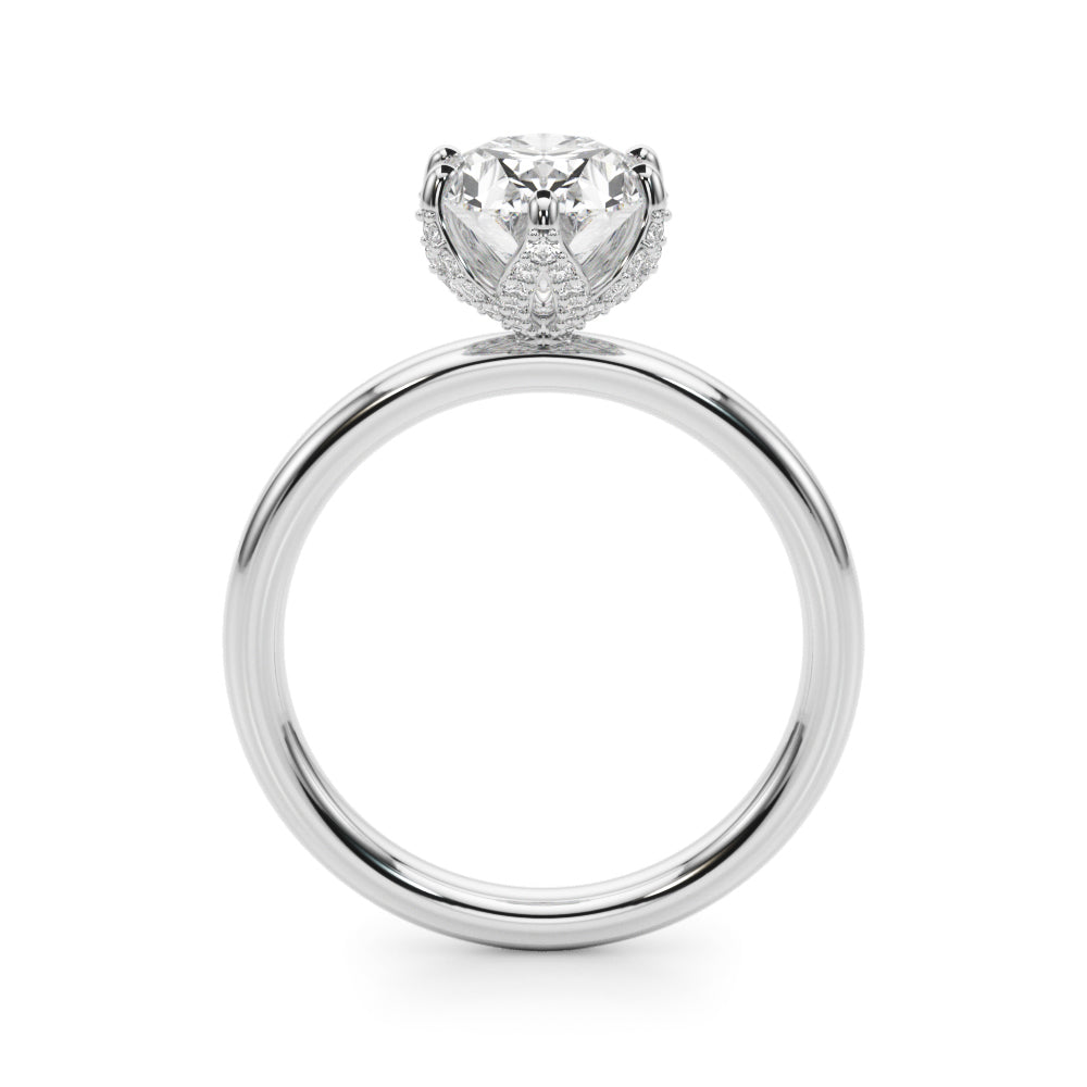 Devoted Sidestone Oval Diamond Engagement Ring — 9K/18K Gold & Platinum